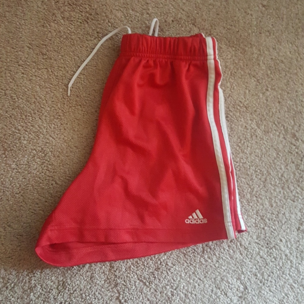 Red adidas gym shorts